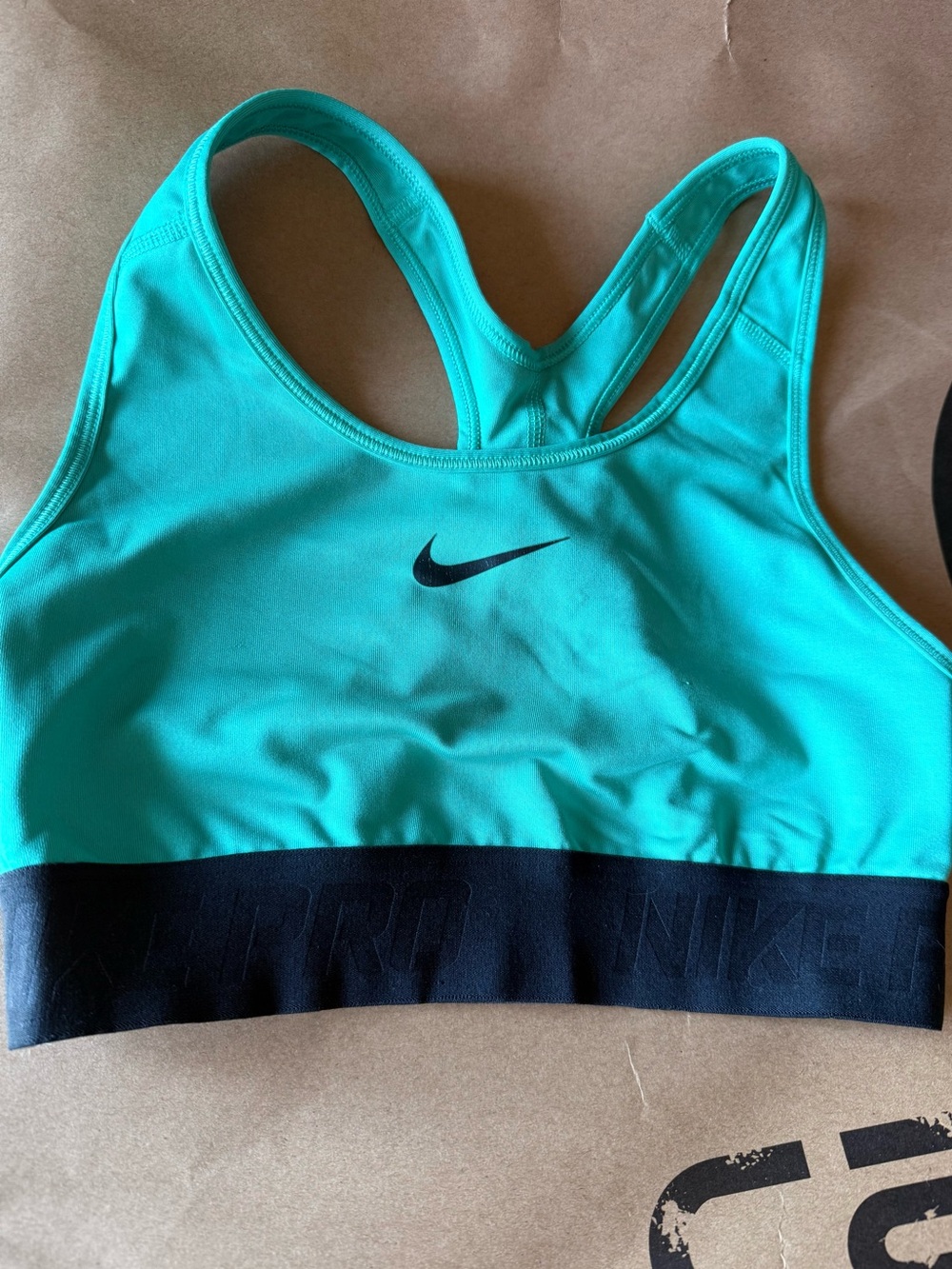 2 for $15 Nike Womens Teal Racerback Sports Bra with Black Elastic
